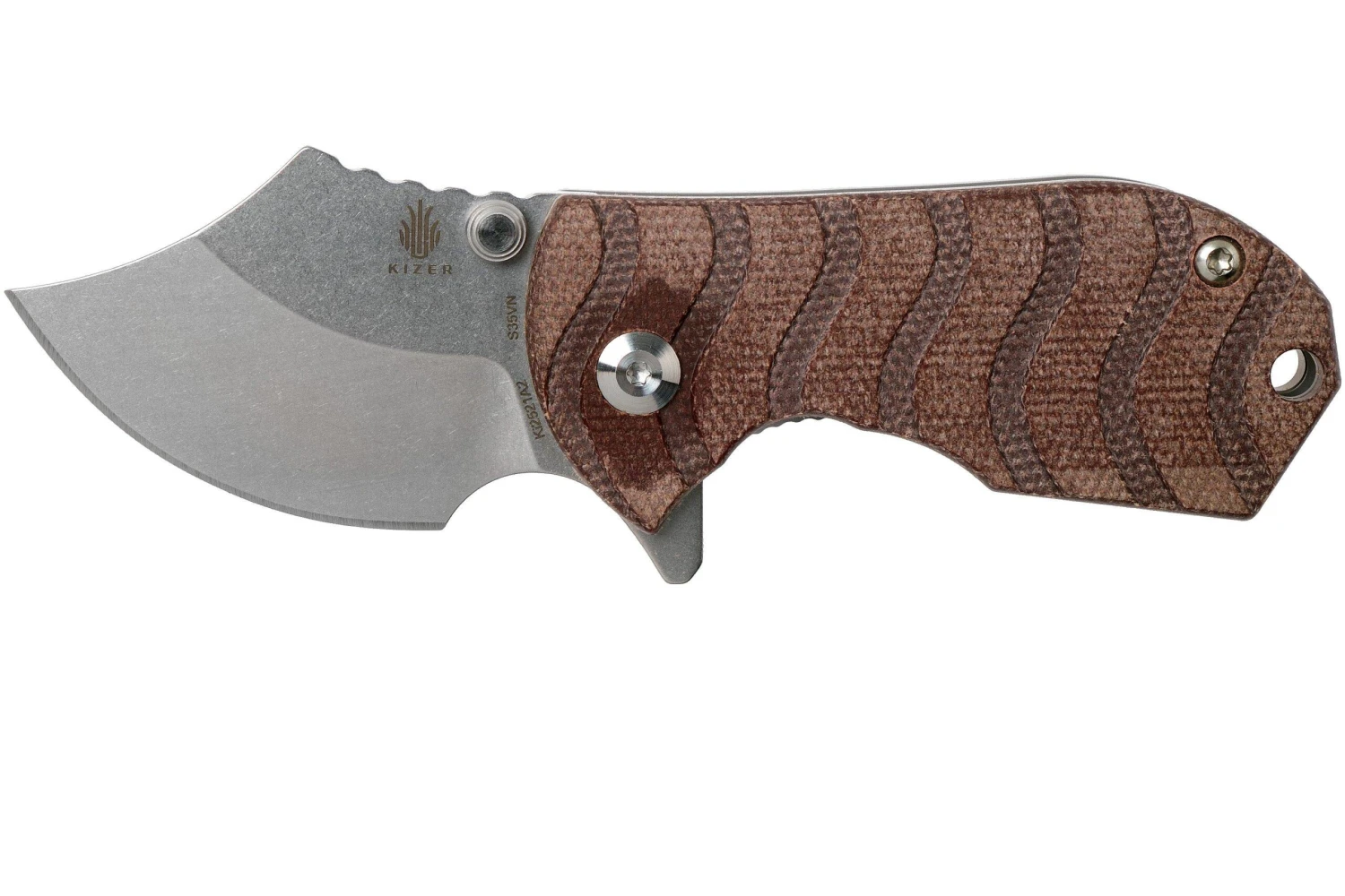 Kizer Flip Shank Ki2521A2 Brown Micarta Couteau De Poche, Alex Shunnarah Design 3 Kizer Flip Shank Ki2521A2 Brown Micarta Couteau De Poche, Alex Shunnarah Design