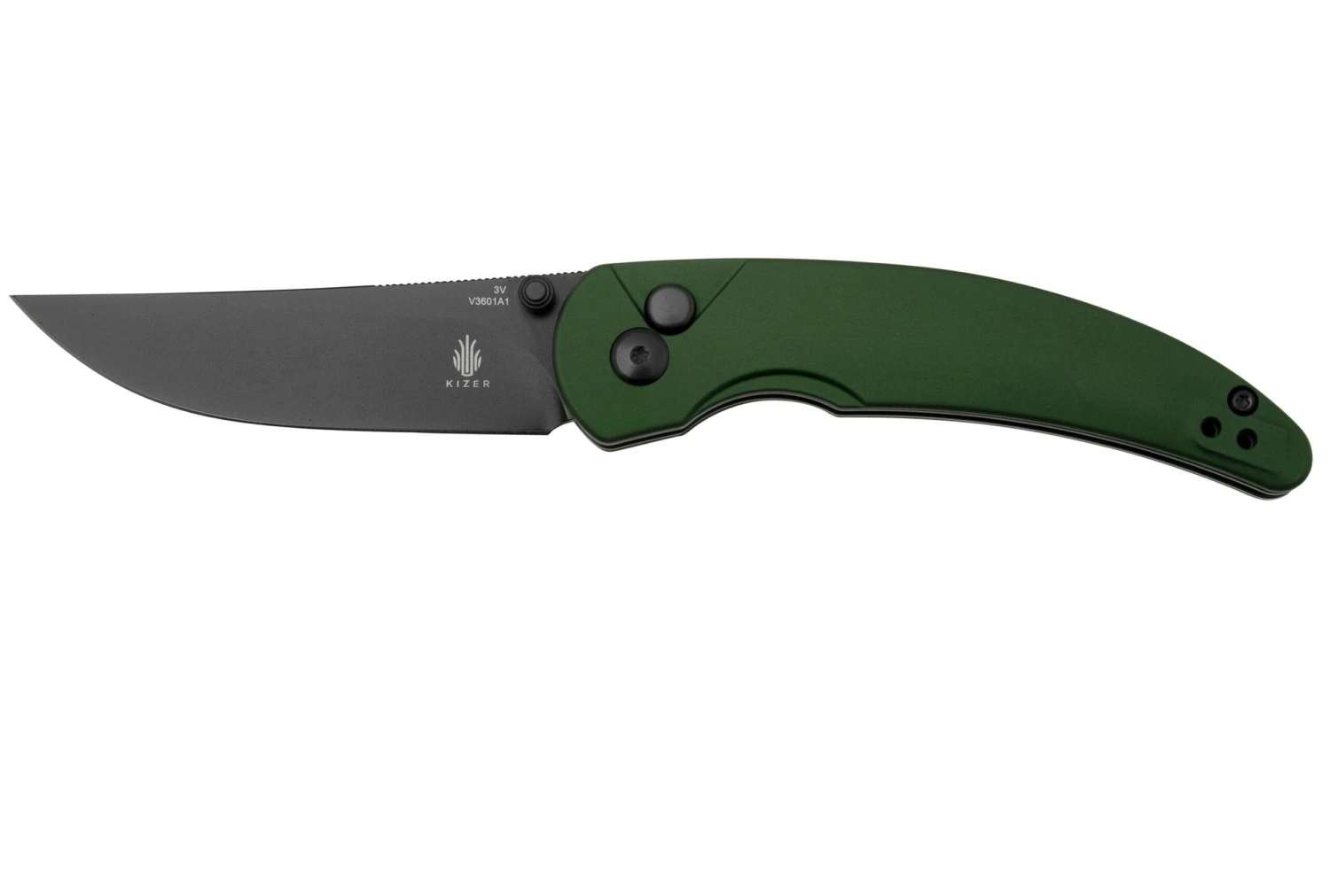 Kizer Vanguard Chili Pepper V3601A1, CPM 3V, Green Aluminum, Couteau De Poche, Swaggs Design 3 Kizer Vanguard Chili Pepper V3601A1, CPM 3V, Green Aluminum, Couteau De Poche, Swaggs Design