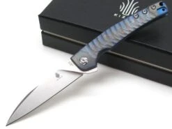 Couteau Kizer Blue Black Splinter Lame Acier CPM S35VN Manche Aluminium Framelock Pouch Camo KI3457A2 - Free Shipping