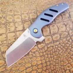 Couteau Kizer C01E Blue Lame Acier CPM-S35VN Manche Titane Framelock Clip KI4488A - Free Shipping
